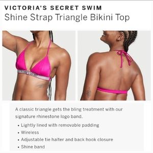 Victoria's secret very sexy shine strap triangle bikini swim top LARGE PINK